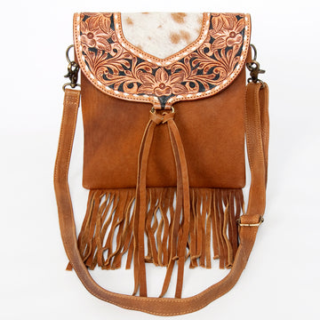 American Darling Messenger Hand Tooled Hair On Genuine Leather Western Women Bag Handbag Purse | Cute